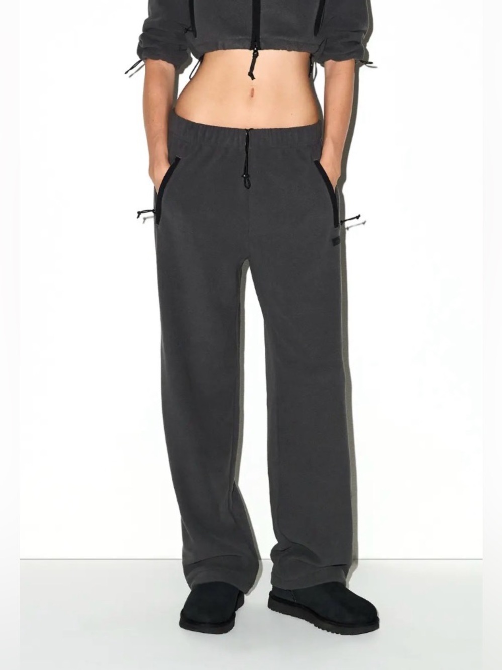 SKIMS Outdoor Fleece Straight Leg Pants in Dark Teal